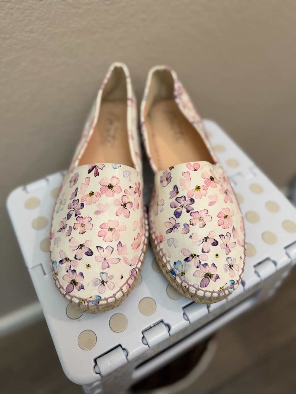 Nanette Lepore Floral Espadrille Flats - Cream with Pink & Purple Flowers